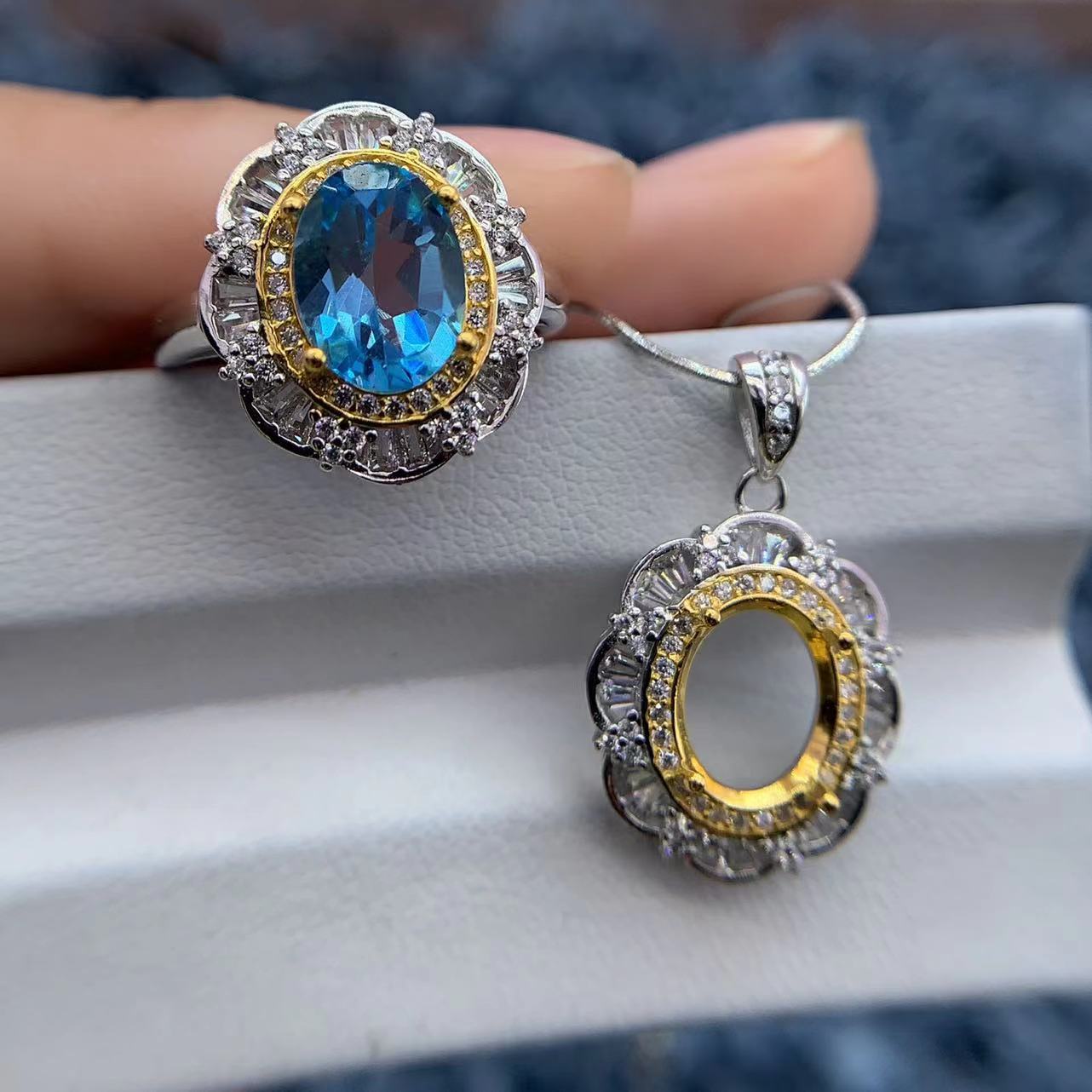 S925银吊坠戒指空托时尚经典百搭