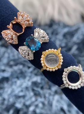 S925银戒指空托气质高级百搭奢华