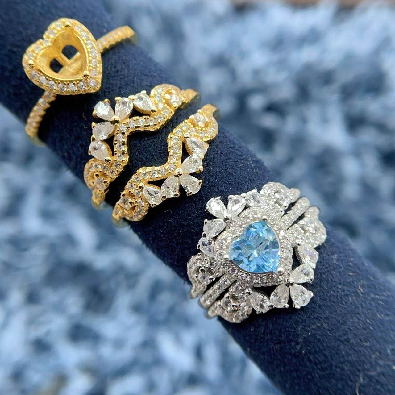 S925银戒指空托时尚大气奢华饰品