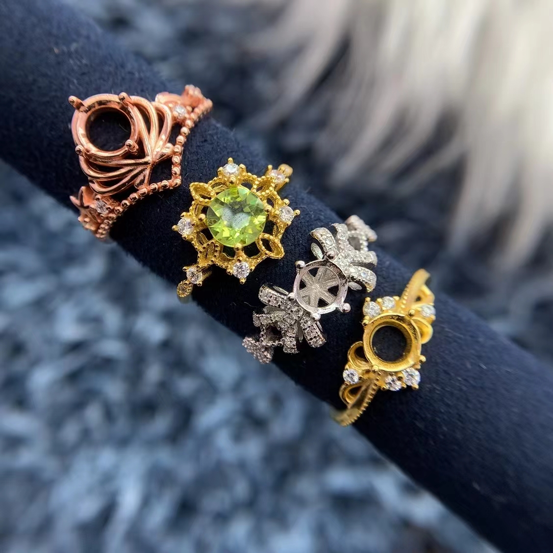 S925银戒指空托精致高级气质奢华