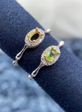 S925纯银戒指空托椭圆形3*5mm