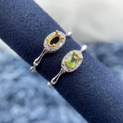 S925纯银戒指空托椭圆形3*5mm