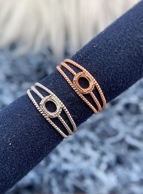 S925银戒指空托时尚气质轻奢百搭