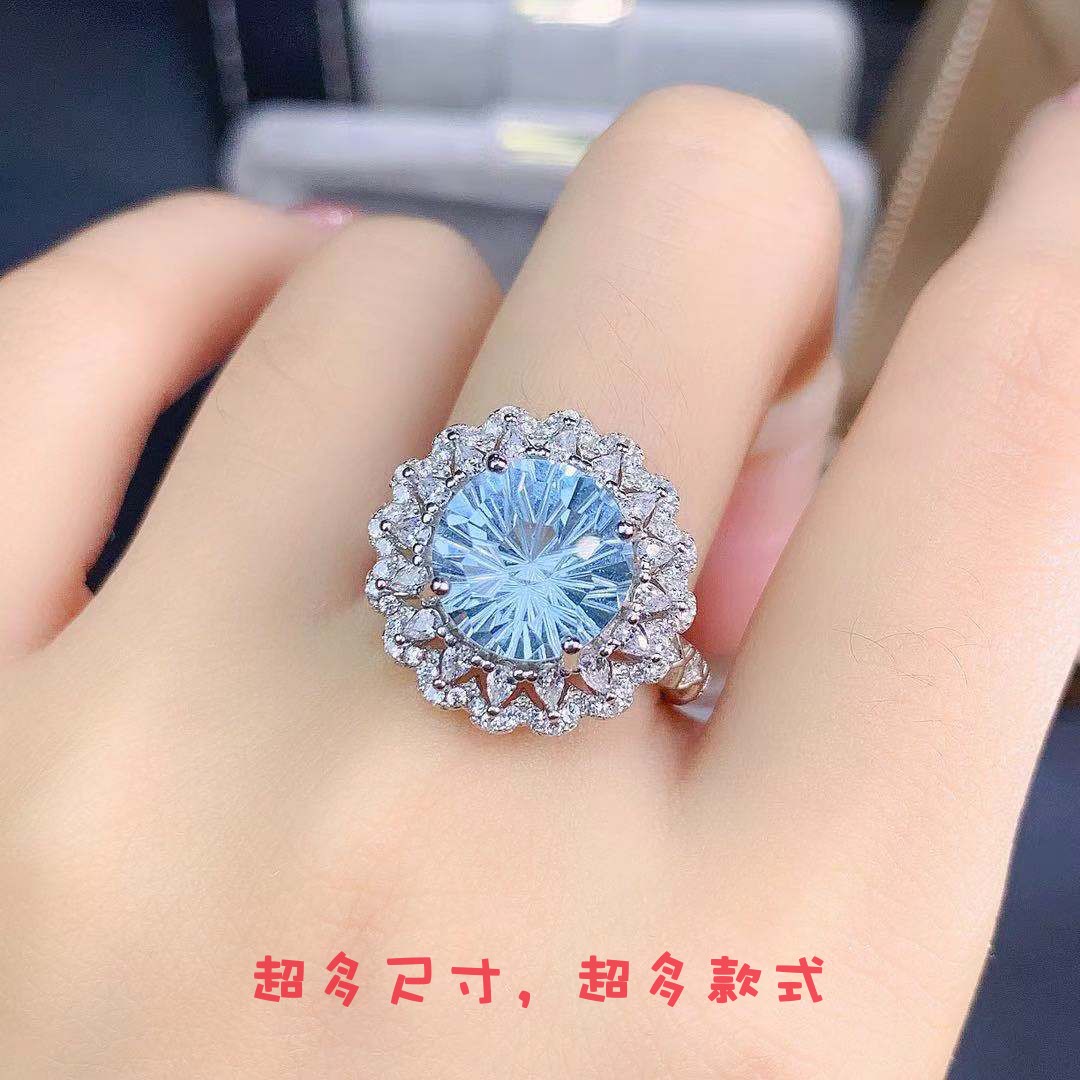 纯银时尚风圆形烟花戒指空托