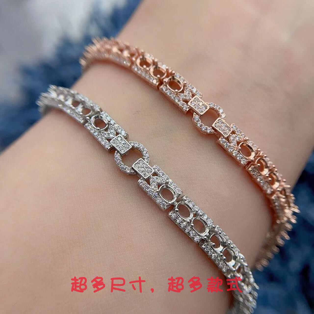 S925银托工厂手链排多款式3*4mm