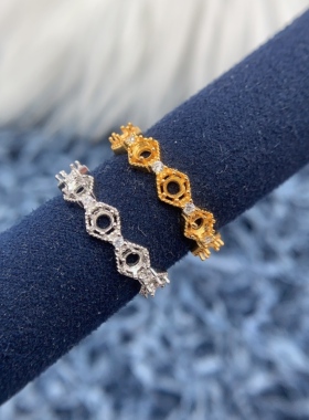 S925银戒指空托气质轻奢高级排戒