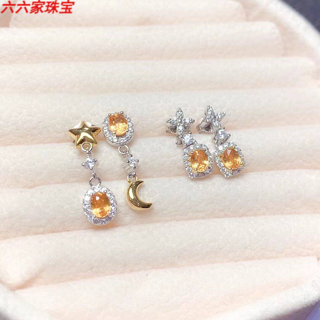 S925银耳钉空托椭圆形3*4mm小众