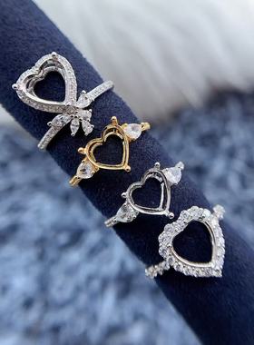 S925银戒指空托精致气质轻奢高级