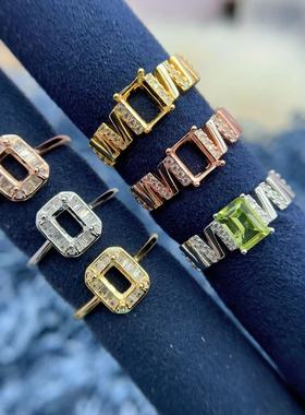 S925纯银戒指空托4*6/5*7mm精工