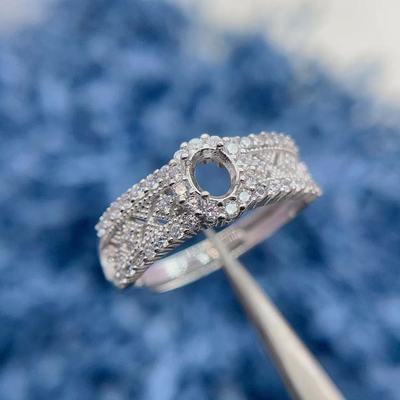 款戒指空托S925纯银4*5mm复古款