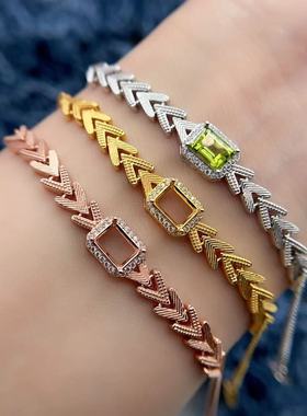 新款手链空托5*7mm精工S925纯银