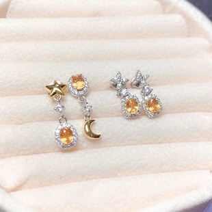精致耳钉空托椭圆形3*4mm小钟设计AB款星月耳钉银耳坠小滴流学生