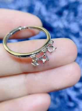 S925银戒指空托百搭滴流宝石托