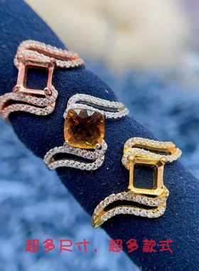 s925银托工厂戒指空托6*6mm开口