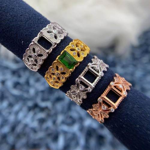 S925银戒指空托气质高级小众精致