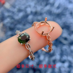 戒指空托椭圆形5*6/7*8/9*10mm简约不带钻男女戒托S925银宝石底托