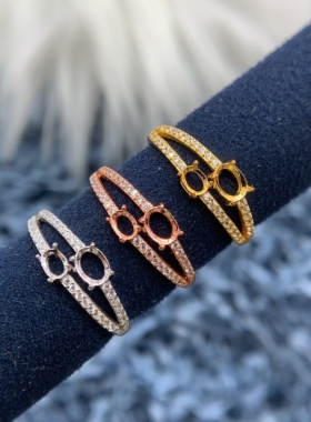 S925银戒指空托气质轻奢高级时尚