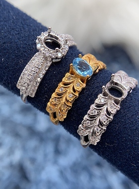 S925银戒指空托时尚气质高级轻奢