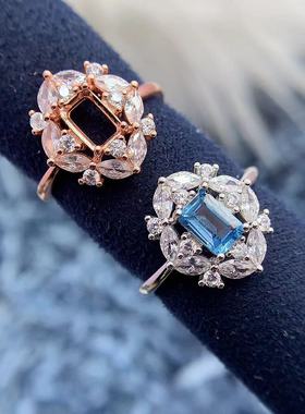 S925银戒指空托轻奢高级华丽百搭