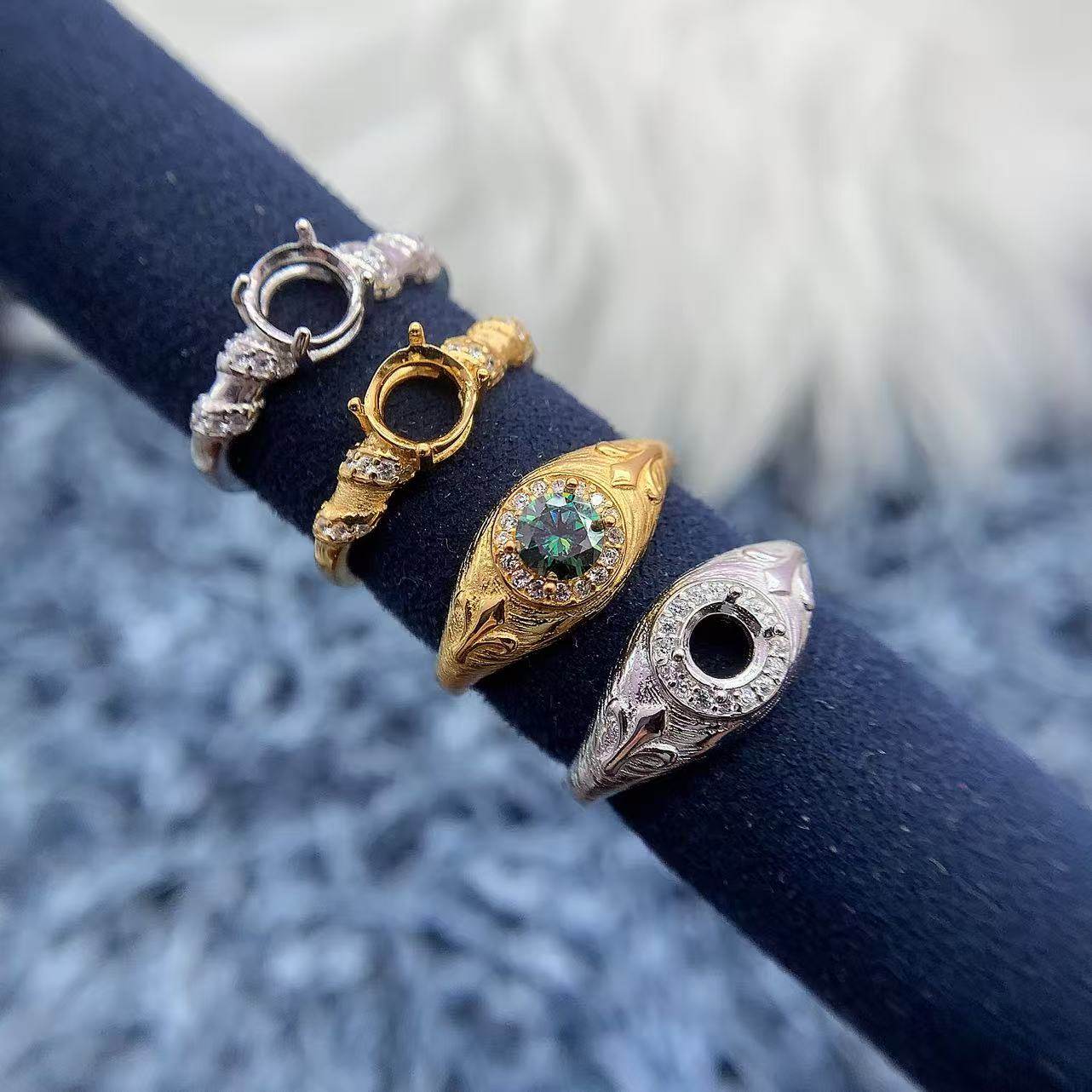 s925银托工厂戒指空托款式多尺寸