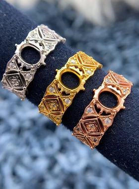 S925银戒指空托精致时尚复古高贵