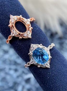 S925银戒指空托气质高级百搭时尚