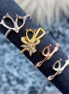 S925银戒指空托精致气质高级百搭