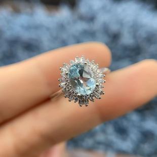 S925纯银戒指空托椭圆形6*8mm闪亮钻石奢华大气百搭精致时尚富贵