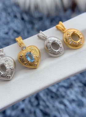 S925银吊坠空托气质复古简单时尚