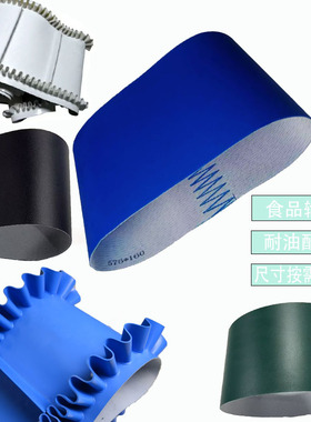 白色蓝色食品级pu输送带流水线输送机皮带传送带耐油耐切割传输带