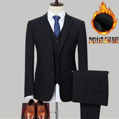 男士 职业新郎结婚保暖西装 韩版 商务正装 外套 修身 加绒加厚西服套装