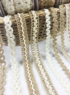 白色麻花边 幼儿园手工diy收纳筐包边花盆作品装饰材料麻绳窄花边