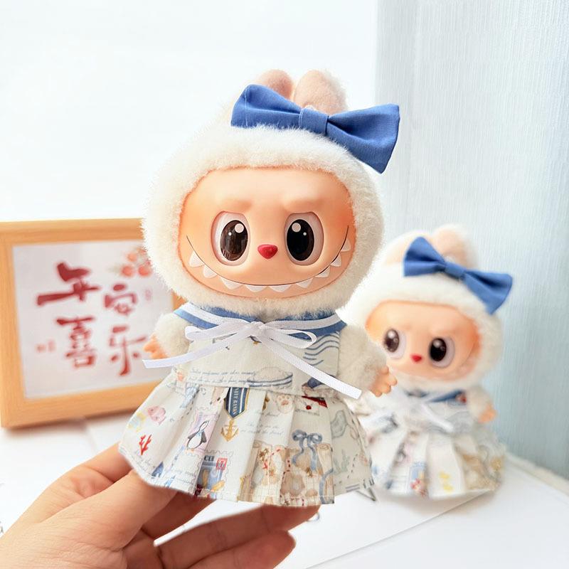 Labubu娃衣萌厨拉布布一二三代布偶衣服围裙蝴蝶结学生服围裙外套