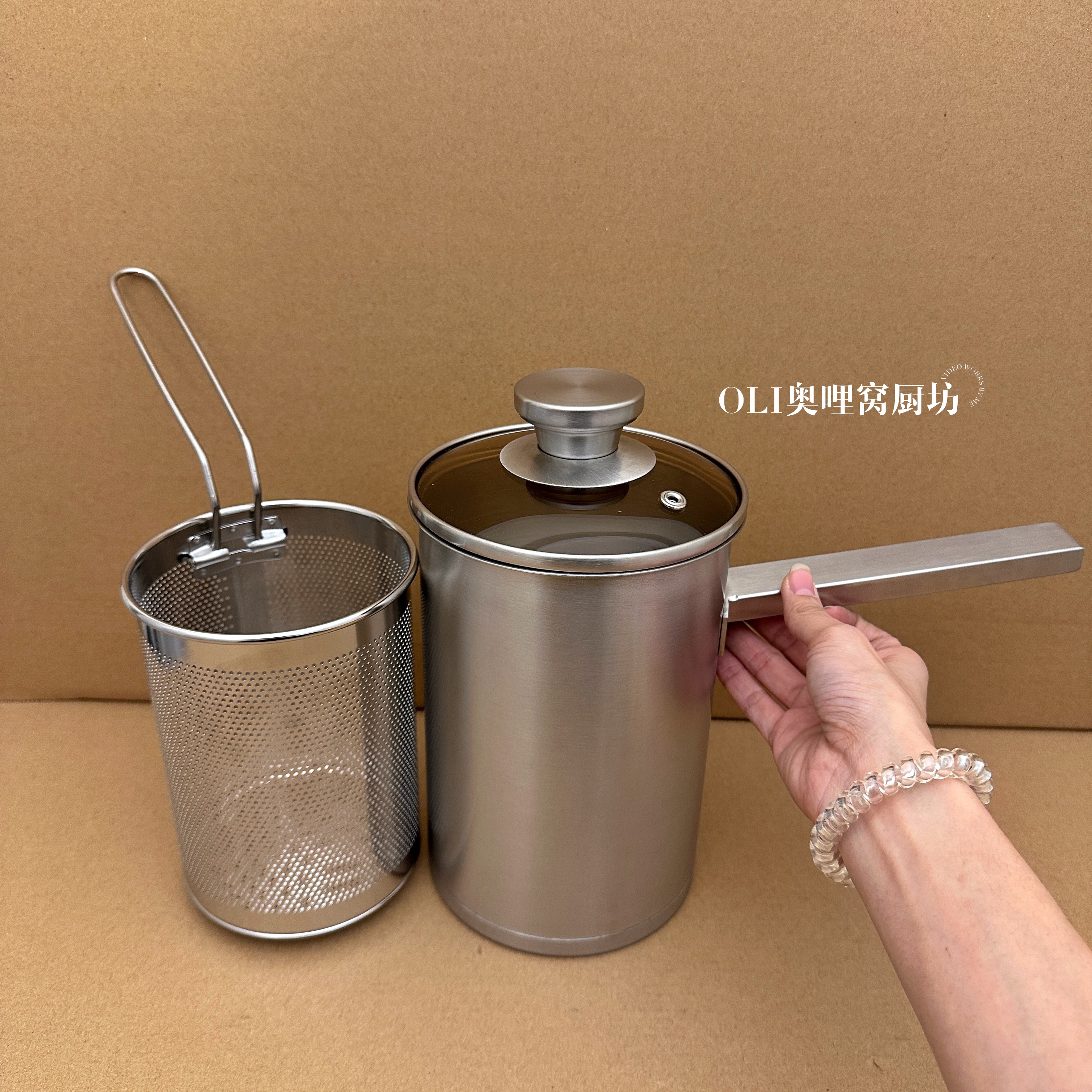 304不锈钢油炸锅加深油炸壶天妇罗小炸篮家用省油加高加深带滤网