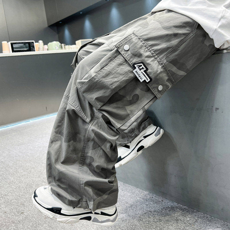 儿童套装男童春装裤子长裤2025新款中大童夏季男孩迷彩工装裤春秋