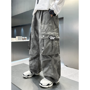 儿童迷彩休闲工装裤男童裤子春秋款薄装季胖孩阔腿新款中大童潮牌