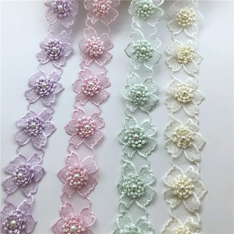 包邮DIY手工装饰蕾丝网纱花边欧根纱立体花衣帽配饰辅料一米19朵