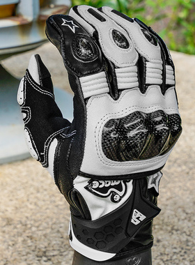 摩戈手套骑行男摩托车骑士装备机车赛车真皮碳纤维全指四季触屏夏