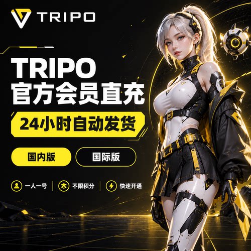 Tripo专业版旗舰版Ai国内国际版3D建模会员积分一天独享一小时