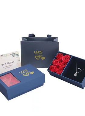 现货情人节玫瑰花首饰盒创意告白精致七夕礼盒戒指吊坠饰 品包装