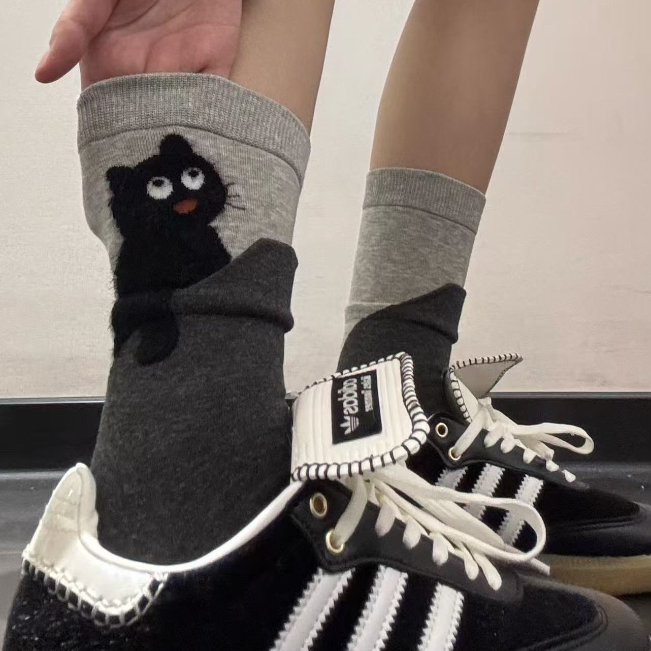 运动鞋jue配~无骨小猫咪袜