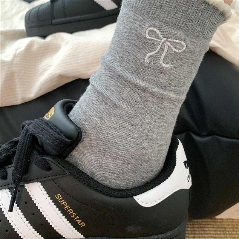 miu花边蝴蝶结袜ins潮流堆堆袜