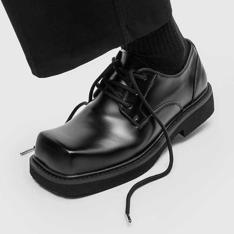 2025新款男士黑色方头德比鞋