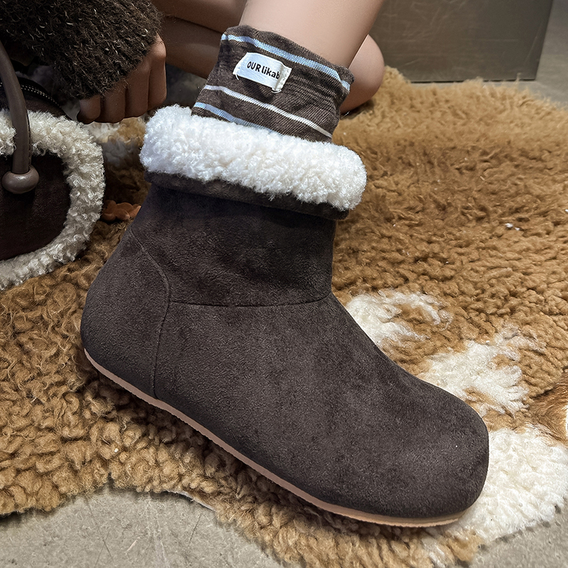 2025新款翻边雪地靴男女冬季加绒