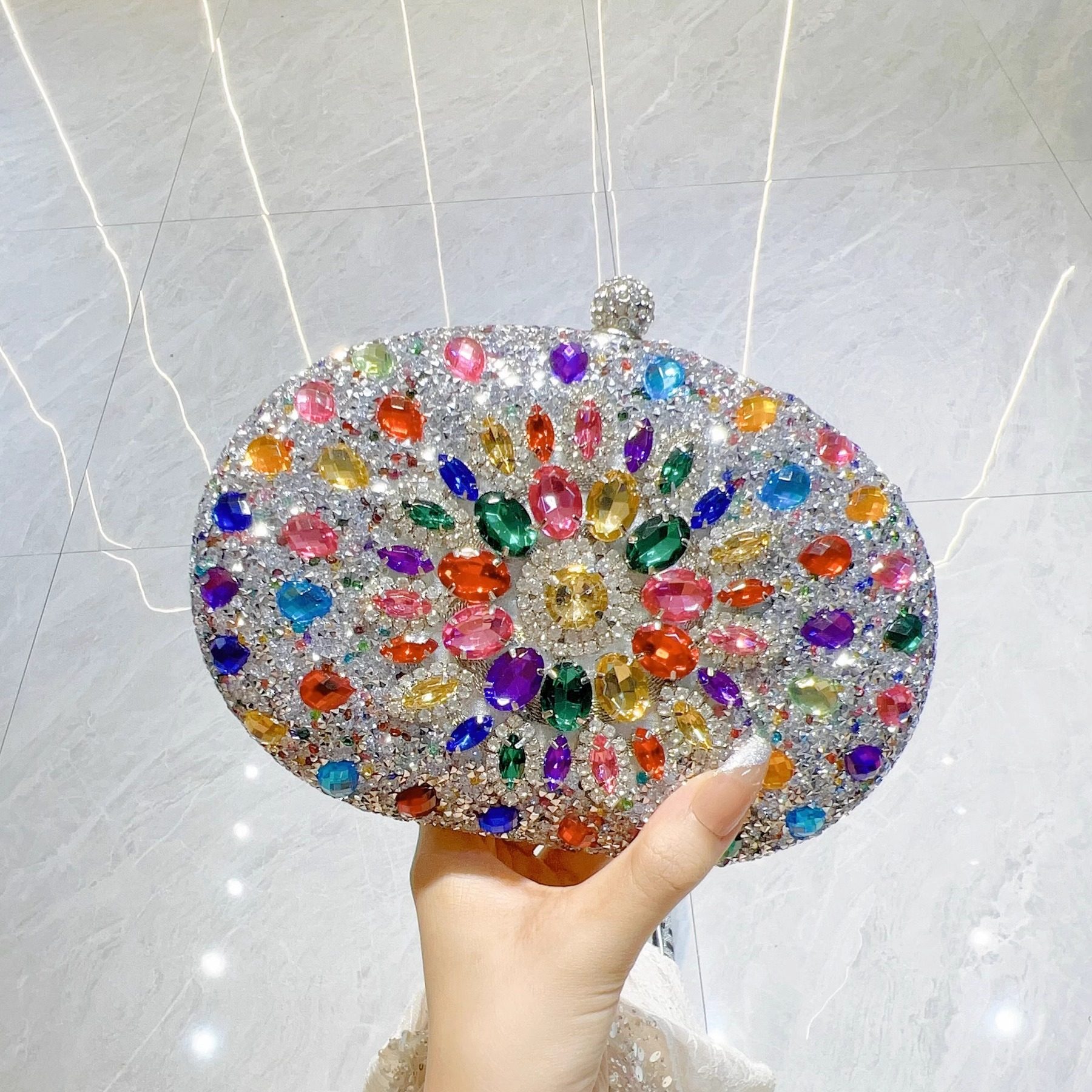 MissingYou新款鹅蛋太阳花手拿包宴会包精致时尚斜挎包镶钻手挽包,箱包皮具/热销女包/男包,手拿包,淘宝优惠券,粉丝福利购,淘宝优惠卷