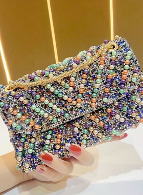 MissingYou 2025新款晚宴包闪亮珍珠手拿包婚礼搭配旗袍满钻手包