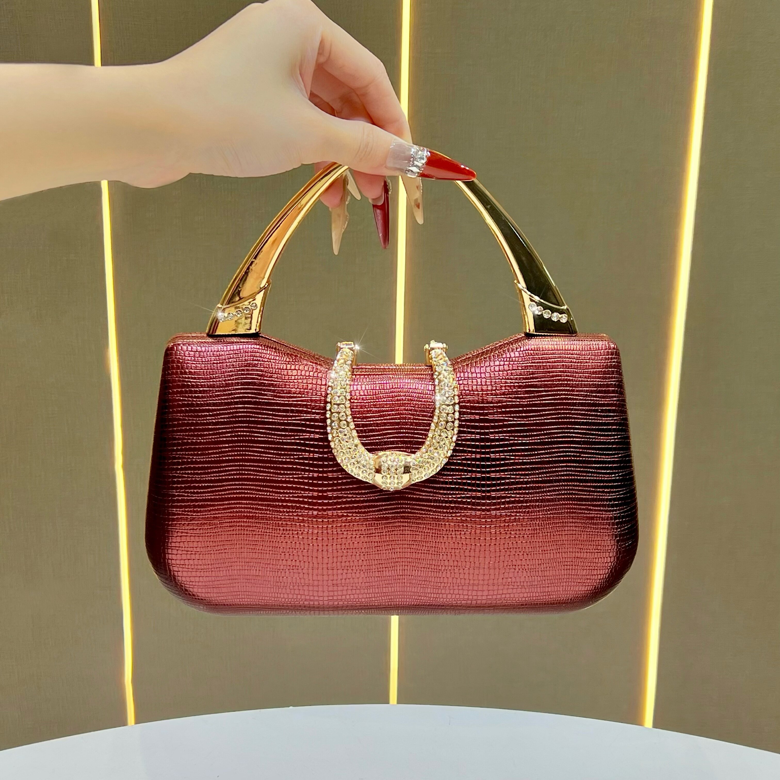 MissingYou时尚镶钻手拿包高级感名媛晚宴包单肩链条包百搭斜挎包