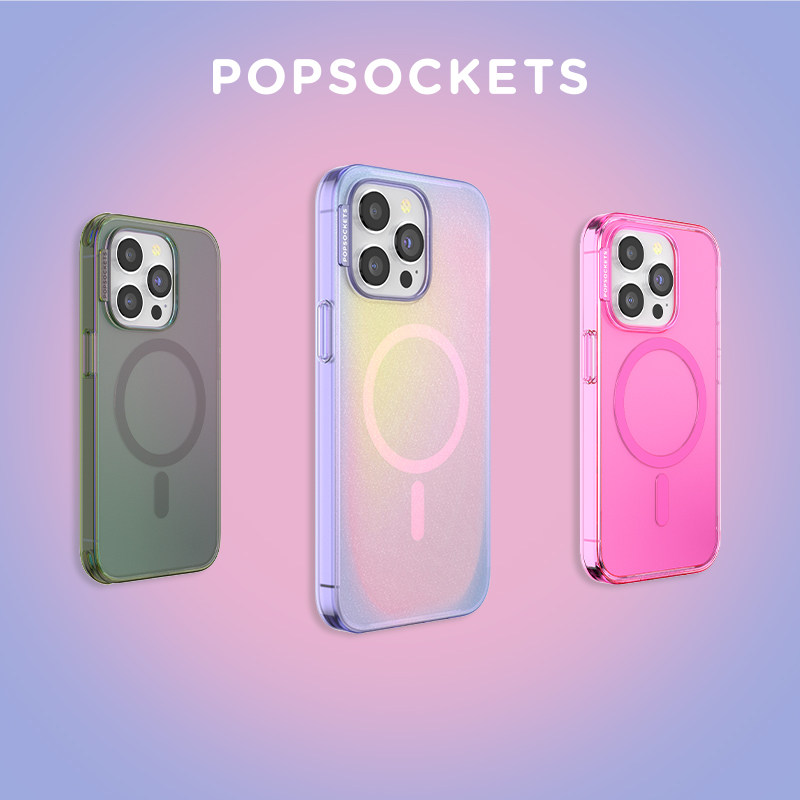 【经典纯色·手机壳】PopSockets泡泡骚磁吸防摔手机壳苹果iPhone15/14ProMax/Pro 透白日出紫芭比粉珍珠粉