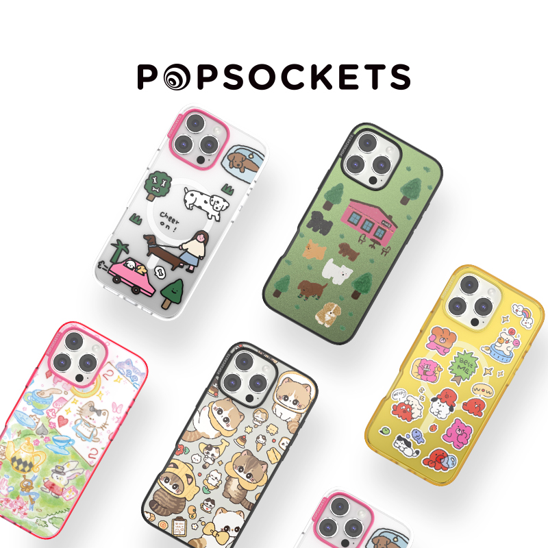 【宠物物语·手机壳】PopSockets泡泡骚磁吸气囊支架防摔手机壳适用苹果iPhone16/15/14 ProMax镜面 小猫小狗