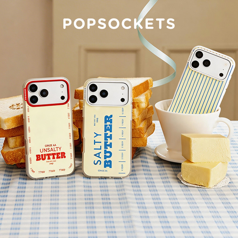 【黄油与吐司&middot;手机壳】PopSockets泡泡骚磁吸防摔手机壳苹果iPhone17/16ProMax/Pro 清新可爱 淡盐黄油